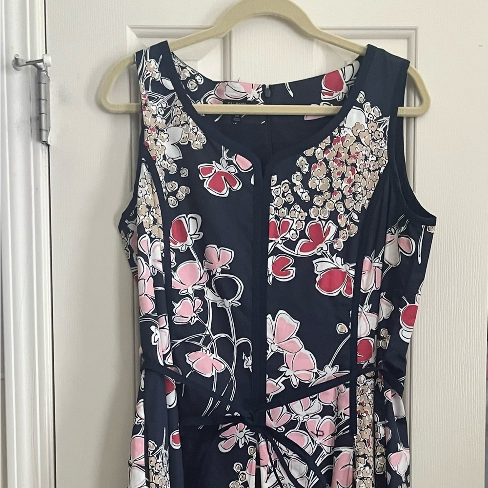 Floral Sleeveless Dress - Navy and Pink